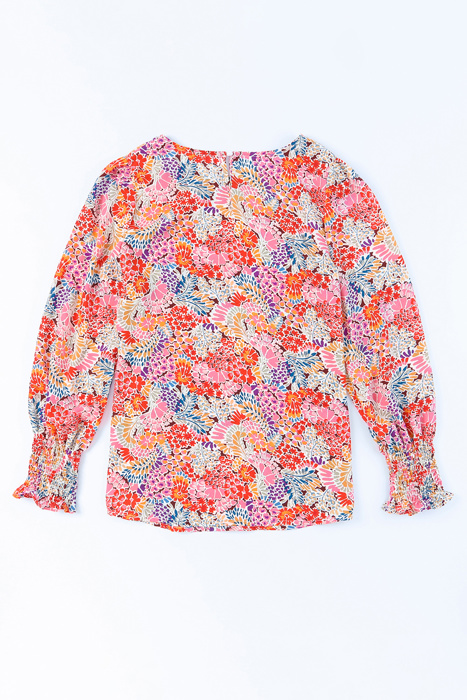 HIDDEN GEMS Floral Smocked Long Sleeve Top