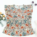  SALE! Floral Ruffle Sleeve Top