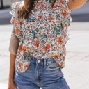  SALE! Floral Ruffle Sleeve Top