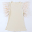  HIDDEN GEMS | Dotted Mesh Ruffle Sleeve Top