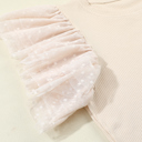  HIDDEN GEMS | Dotted Mesh Ruffle Sleeve Top