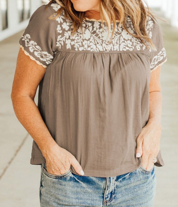 SALE! Floral Embroidered Top (Larges left!)