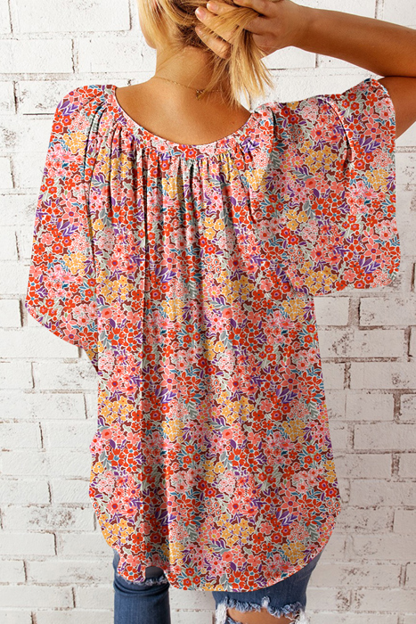 SALE! Floral V-Notch Blouse