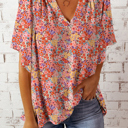  SALE! Floral V-Notch Blouse