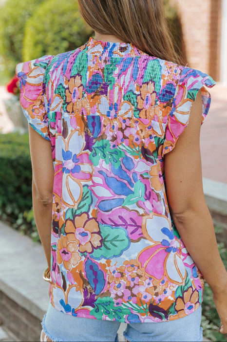 HIDDEN GEMS | Tropical Smocked Blouse