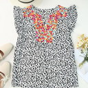  SALE! Floral Embroidered Leopard Top (Smalls left!)