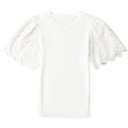  SALE! Scalloped Eyelet Sleeve Ribbed Top (Larges left!)