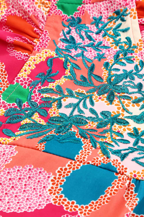 HIDDEN GEMS | Floral Embroidered Frilled Tank Top