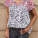  SALE! Abstract Leopard Tassel Blouse