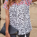  SALE! Abstract Leopard Tassel Blouse