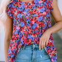  HIDDEN GEMS Floral Babydoll Ruffle Top