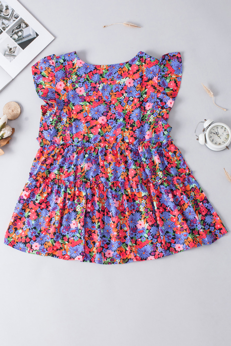 HIDDEN GEMS Floral Babydoll Ruffle Top