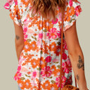  HIDDEN GEMS Retro Floral Ruffle Top