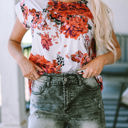  HIDDEN GEMS Vibrant Floral Shirred Top