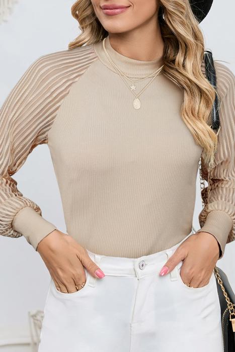 SALE! Kaylen Ribbed Mesh Sleeve Top