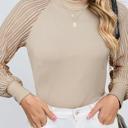  SALE! Kaylen Ribbed Mesh Sleeve Top