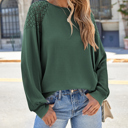  HIDDEN GEMS Crochet Raglan Long Sleeve Top