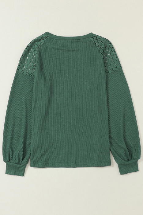 HIDDEN GEMS Crochet Raglan Long Sleeve Top