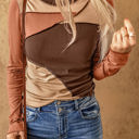 Brown Small The Patchwork Long Sleeve Fitted Top