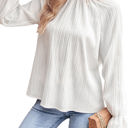  HIDDEN GEMS Ruffle Textured Long Sleeve Blouse