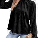  HIDDEN GEMS Ruffle Textured Long Sleeve Blouse