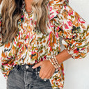  HIDDEN GEMS Abstract Satin Ruffle Blouse