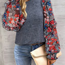  HIDDEN GEMS Heather Floral Ruffle Top