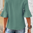  HIDDEN GEMS | Textured Ruffle Sleeve V-Neck Top