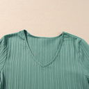  HIDDEN GEMS | Textured Ruffle Sleeve V-Neck Top