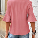  HIDDEN GEMS | Textured Ruffle Sleeve V-Neck Top