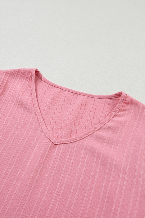 HIDDEN GEMS | Textured Ruffle Sleeve V-Neck Top