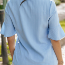  HIDDEN GEMS | Textured Ruffle Sleeve V-Neck Top