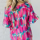  HIDDEN GEMS Painterly Button Blouse