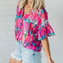  HIDDEN GEMS Painterly Button Blouse