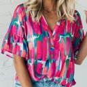  HIDDEN GEMS Painterly Button Blouse