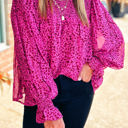  HIDDEN GEMS Leopard Smocked Flowy Blouse