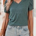  HIDDEN GEMS | Heathered Petal Sleeve V-Neck T-Shirt