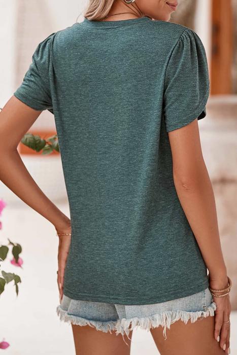 HIDDEN GEMS | Heathered Petal Sleeve V-Neck T-Shirt