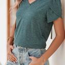  HIDDEN GEMS | Heathered Petal Sleeve V-Neck T-Shirt