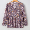  HIDDEN GEMS | Boho Floral 3/4 Sleeve Babydoll Blouse
