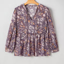  HIDDEN GEMS | Boho Floral 3/4 Sleeve Babydoll Blouse