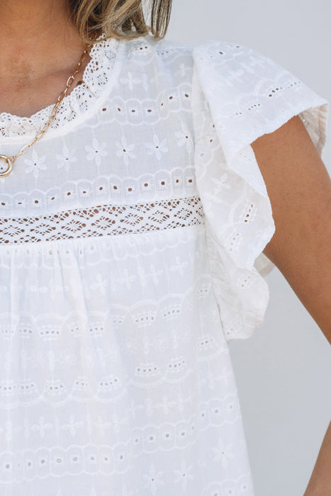 HIDDEN GEMS | Enchanting Lace Flutter Sleeve Blouse