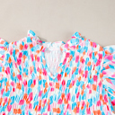  HIDDEN GEMS | Abstract Shirred Ruffle Sleeve Blouse