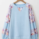  HIDDEN GEMS | Floral Patchwork Balloon Sleeve Ribbed Blouse