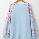  HIDDEN GEMS | Floral Patchwork Balloon Sleeve Ribbed Blouse