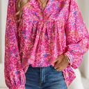  HIDDEN GEMS Vibrant Abstract Collared Top