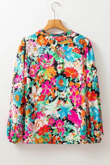 HIDDEN GEMS Floral Tassel Blouse