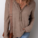  TRENDY WASHED HENLEY WAFFLE TOP