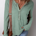  TRENDY WASHED HENLEY WAFFLE TOP