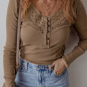  HIDDEN GEMS Cozy Essential Lace Ribbed Top